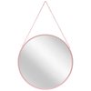 Infinity Instruments Franc Mirror - 17.5" Round Decorative Round Wall Mirror, with a Pink Frame and Real Metal Chain 20032PG